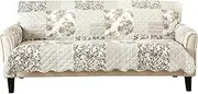 [Great Bay Home] Patchwork Scalloped Printed Furniture Protector Stain Resistant Couch Cover (Sofa, Taupe)