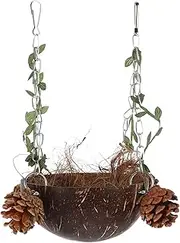 BUGUUYO Hanging Parrot Nest Coconut Shell Bird Swing Bed for Birds for Canaries Parrots More Cozy Hammock for Relaxation and Play