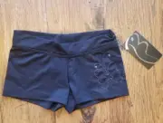 NWT Bloch Girls Black Butterfly Embroidered Side Shorts Size 4-6