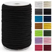 Braided Macrame Cord 5mm x 295ft, Natural 8-Strand Braided Cotton Rope, Black