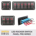 Rocker Switch Gang Panel RED LED SIZE 1 2 3 4 5 6 7 8 - 4x4 Boat Caravan Marine