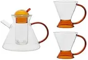 Water Carafe Nordic Tea Cups Set Heat Resistant Glass Tea Water Pot with Coffee Tea Heating Cold Kettle Filter Baskets Mug Teapot Teacup Beverage Serveware