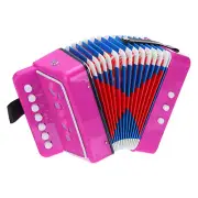 Accordion 10 Keys Button Accordion Mini Musical Instrument Gifts, Rose Red