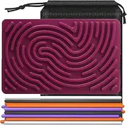 Sensory Activity Board: Silicone Fidget Toy for Calming, Stress, Anxiety, ADHD & Autism | Silent, No Mess | Kids 3+ & Adults | includes Portable Travel Bag & 11 Strings Purple