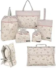 [COLORFUL CANDY STYLE] NJ303200 Kindergarten Entrance School Entrance 7-Piece Set, Lesson Bag, Shoe Case, Drawstring, Large Drawstring (Lunchbox Bag), Drawstring (Cup Bag), Disaster Preparedness