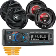 XRM59BT Single DIN AF/FM Bluetooth Receiver + 2 Pairs 6.5" 400Watt Car Speakers