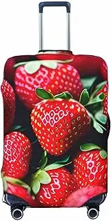 [CADREWY] Fresh Strawberry Print Travel Suitcase Cover Luggage Protector with Elastic Anti Scratch for Carry On, Black, X-Large