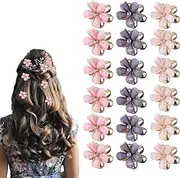 Mini Flower Crystal Claw Clips, 18Pcs Flower Hair Clips Cute Flower Claw Clips Mini Flower Hair Clips, Small Flower Hair Claw Clips Mini Flower Hair Clips,Cute Mini Crystal Flower Hair Clips for Girls