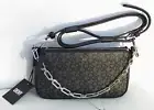DKNY BRYANT DEMI PP CHAIN CROSSBODY/SHOULDER BAG BLACK LOGO NEW AUTHENTIC