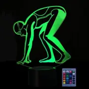 Optical Illusion 3D Sports Swimming Night Light 16 Colors Changing USB Power ...