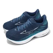 Mizuno Wave Rider 28 Super Wide Blue White Men Road Running Shoes J1GC2404-06