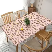 5 Foot Rectangle Elastic Fitted Tablecloth, Waterproof Edged Great for Picnic Party Outdoor Patio,Sloth-Pink