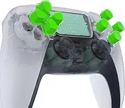 eXtremeRate Two-Tone Green & Clear Custom Dpad Action Buttons Replacement No Letter Imprint D-pad Face Buttons Compatible with ps5 Controller