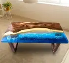 Live Edge Ocean Epoxy Resin Table Top – Solid Wood Dining Table – Handmade Home