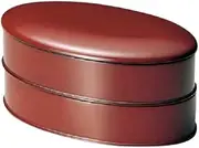 J-Kitchens Excursion Lunch Box, Made in Japan, Wooden, Oval Double Tier, Negoro (1 Pair), 11.1 inches (28.2 cm), Lacquered and Hand-Painted, New Year