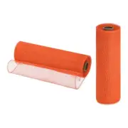 2 Pcs 10" x 30Feet PP Decorative Mesh Ribbon, Orange with Foil