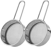 IWOWHERO 2pcs Handheld Mini Flour Sifter Stainless Steel Baking Sieve with Mesh for Powdered Sugar Coffee and Tea Compact Design for Home and Kitchen Use