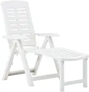 Sun Lounger, Outdoor Sun Lounge Patio Chaise Lounge Reclining Chair Recliner Chair Folding Sun Lounger Plastic White