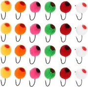 YINETTECH 24Pcs Fly Fishing Flies Kit Insect Egg Flo-ating Bait Brass Bead Head Lure for Salmon Steelhead Trout 15x6.3mm Multicolour