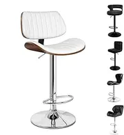 [ALFORDSON] Bar Stool with Anti-Slip Floor Protector, Lizzy White Adjustable Kitchen Stool, Swivel Counter Barstool, Wooden Dining Chair in 63-83cm Seat Height for Home Bar Dining Room