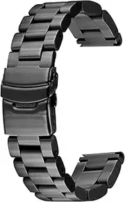 [SINAIKE] 22mm 24mm 26mm Black Silver Super Thick 5.5mm Average Brushed Stainless Steel Straight Ends Watch Band for Men Diver Double Lock Buckle