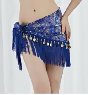 Hot Belly Dancer Hip Scarf Tassel Fringe Sequin & Coin Costume Practice Skirt