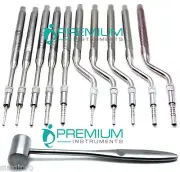 Dental Osteotomes Straight and Curved Tip Mead Mallet Spreading Tools Set