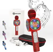Red Bling Karaoke Microphone for Kids - Wireless Bluetooth Microphone with Speak