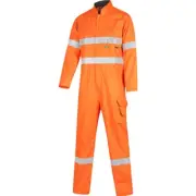 Hi Vis Taped 2 Tone Tropical Lightweight Orange Coverall + Zip Closure - 122R