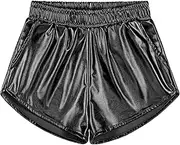 [BOOPH] Girls Metallic Shorts Sparkle Dance Outfits Shiny Hot Pants Athletic Shorts for Girls