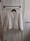 L'AGENCE White Shimmer Sparkle Angelina Fringe Tweed Blazer US 18 Plus WOMEN NEW