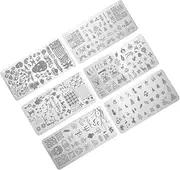 Healeved 6pcs Nail Art Stamping Plates DIY Nail Art Stamper Set Glitter Kits for Halloween