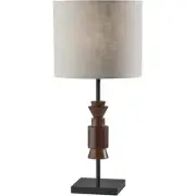 Adesso 4048-15 Elton Table Lamp Black and Walnut Rubber Wood