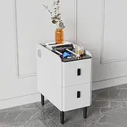 Smart Bedside Table, Modern Smart LED Dimmable Bedside Tables, USB Charging with Drawers, Smart Bedside Tables with Charging (White,25x40x50cm)