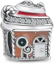 [The Charmery] Christmas Gingerbread House Charm 925 Sterling Silver Pendant Charm Compatible with Pandora Charms,and Many Other UK Charm Bracelets., Metal