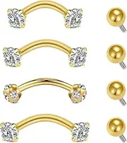 [MODRSA] Rook Piercing Jewelry Gold Rook Earrings Eyebrow Piercing Jewelry Eyebrow Rings Eyebrow Piercing Surface Tragus Piercing Jewelry 16g Jewelry Vertical Labret Lip Jewelry