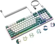 RK6 Pro Wireless Custom Mechanical PC Gaming Keyboard,2.4G/Bluetooth/USB-C,Via Hot Swap Rainbow Backlit,Suspended Keycap,4000mAh,NKRO,12 Multimedia Keys forFPS,MOBA,RPG,LOL,PUBG(Emerald/Tactile)