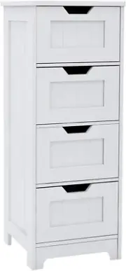 Bathroom Floor Cabinet White Freestanding Storage Organizer Cabinet with 4 Drawe