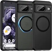 [RUNGOS] Magnetic for Google Pixel 8 Case MagSafe [Strong Magnetic] [Slim Fit] [12Ft Drop Tested] Translucent Matte Hard Back for Google Pixel 8 Phone Case, Shockproof Protective Cover 6.2'' 2023, Black