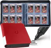 D DACCKIT Graded Card Binder, Holds 60 Graded Cards, Premium Graded Card Storage Binder with Sleeves for Sports Baseball Graded Card - Classic Red
