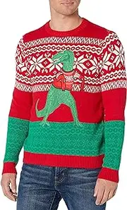 [Blizzard Bay] Men's Trex Hates Sweater Ugly Christmas Sweater, Red/Green/White