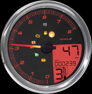Koso Chrome Speedometer Tachometer for Harley Dyna Fat Bob 12-17