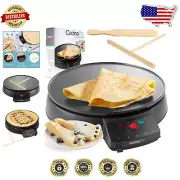 12" Non-Stick Crepe Maker & Griddle with Adjustable Temperature for Easy Cooking