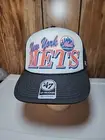 New York Mets '47 Trucker Adjustable Creedence Foam Hat/cap Black/white/black