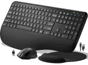 Ergonomic Wireless Keyboard and Mouse 2.4G Rechargeable Full Size Keyboard Mo...