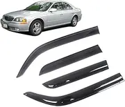 Black Tinted Car Side Window Visor Guard Vent Awnings Shelters Rain Guard Door Ventvisor Compatible with Lincoln LS 2000-2006 Sedan Auto