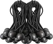 Ball Bungee Cords, 50 Packs, 4 Inch Black Tie Down Cords for Tarp, Canopy Shelter, Wall Pipe, UV Resistant