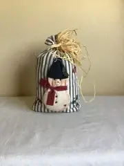 Brand New Country Style Blue Ticking Stripe Christmas Snowman Fabric Home Decor