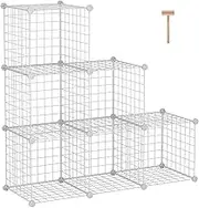 C&AHOME Wire Cube Storage, 6 - Cube Organizer Metal C Grids, Modular Shelves Units, Storage Bins Shelving, Closet Organizer, Ideal for Home, Office, Living Room, 36.6”L x 12.4”W x 36.6”H White