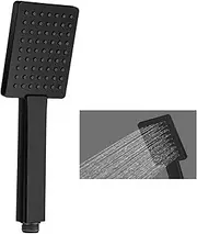 ACA International WELS Bathroom Square Handheld Shower Rose Black Hand Held Shower ABS Spray Shower Head (Chrome/Black)